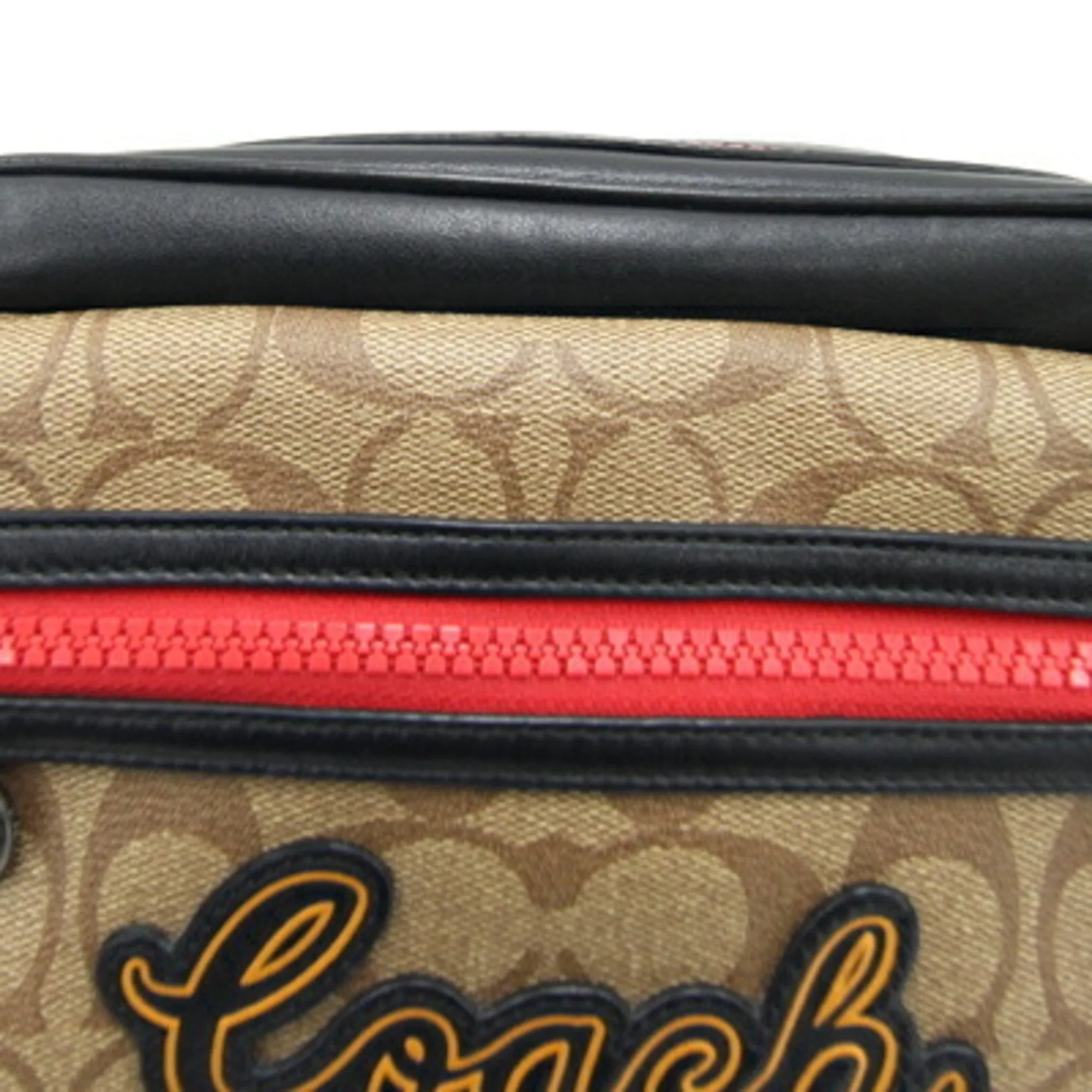 Coach Clutch Bag Signature F73254 Beige Black PVC Leather Second Pouch Men's COACH
