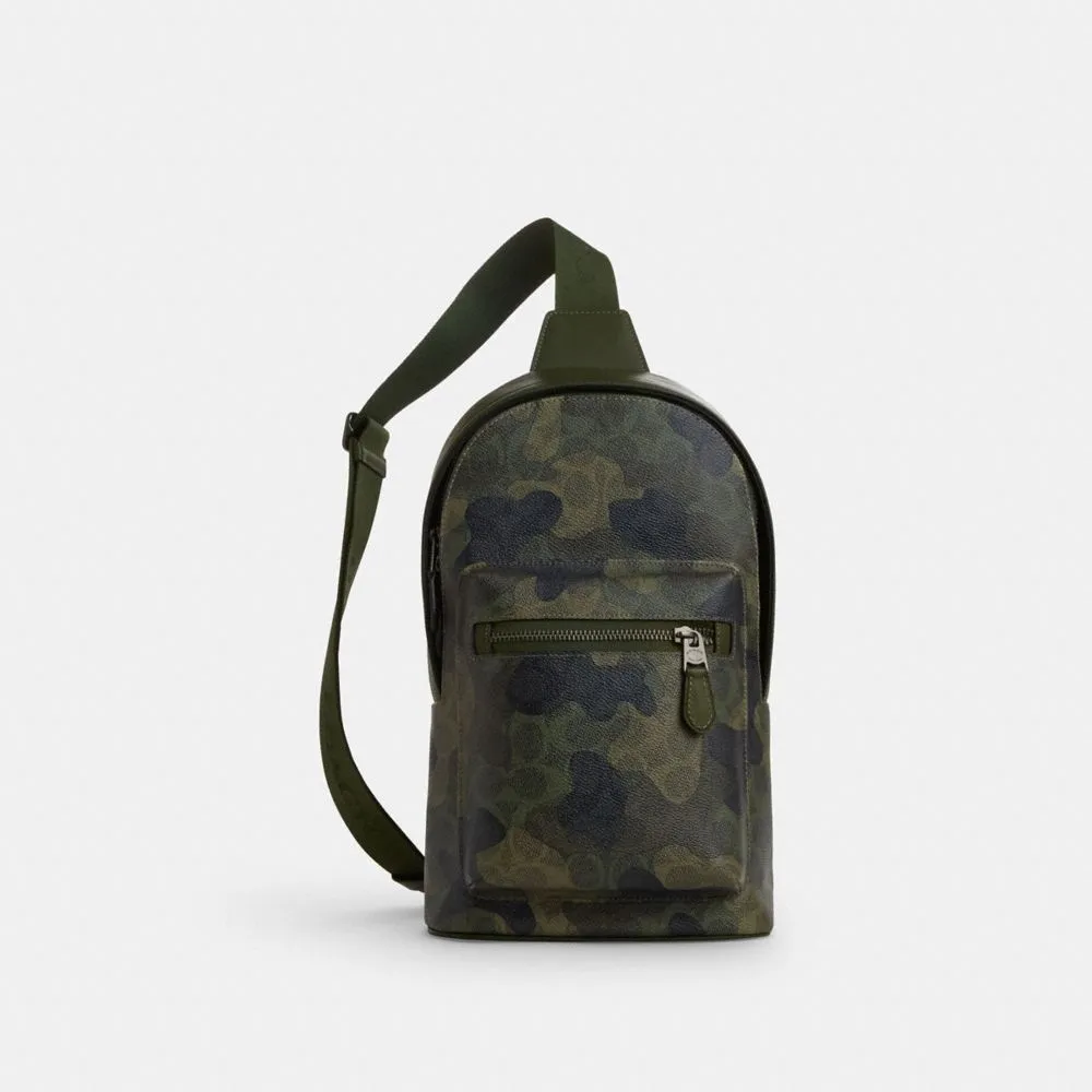 Coach West Pack In Signature Camo Print Signature Canvas-Qb-Dark Shamrock Multi