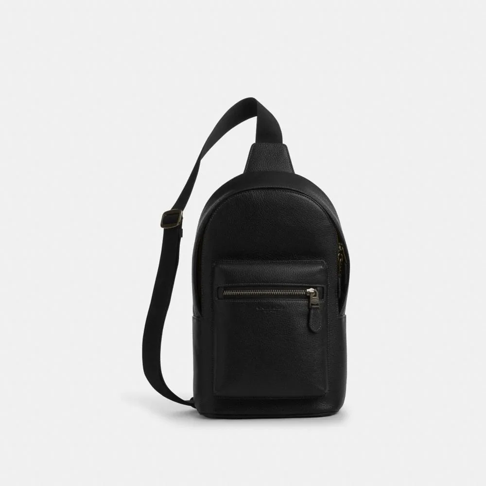 Coach West Pack Pebbled Leather-Gunmetal-Black
