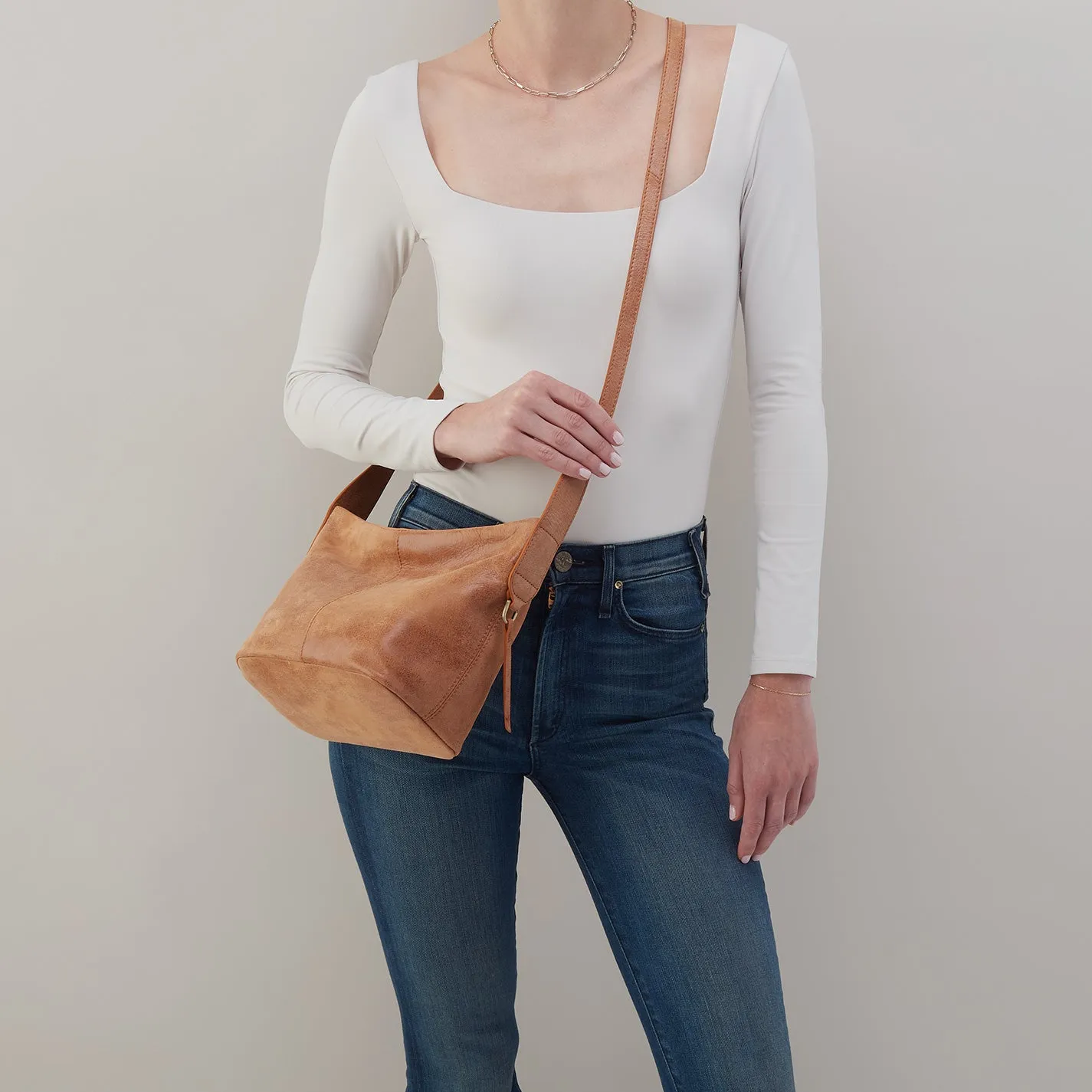 Collette Crossbody In Buffed Leather - Whiskey