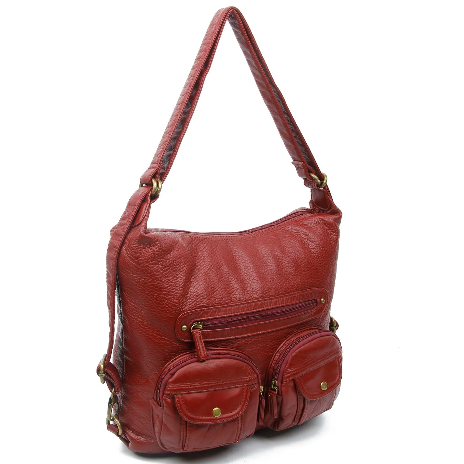 Convertible Crossbody Backpack - Burgundy