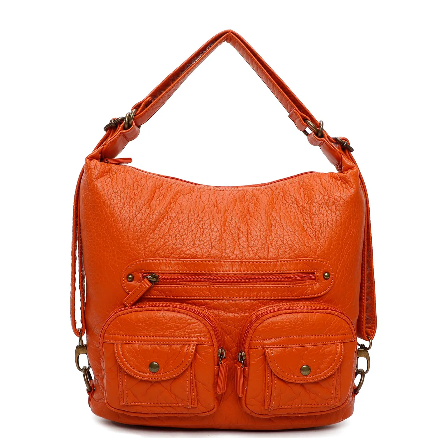 Convertible Crossbody Backpack - Orange