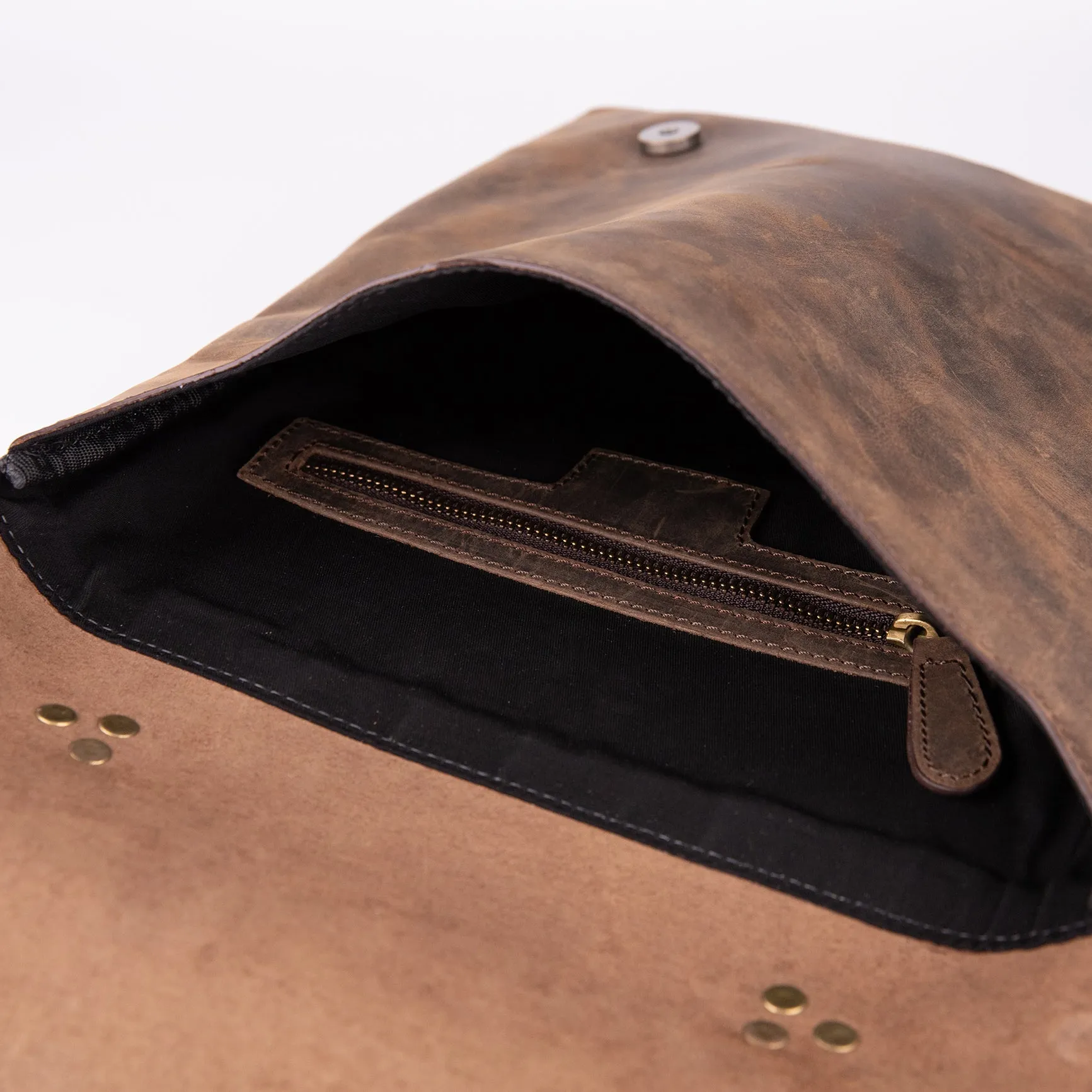 Crazy Horse Leather Backpack- Brown