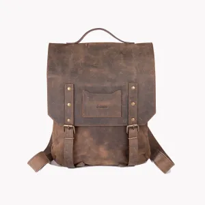 Crazy Horse Leather Backpack- Brown