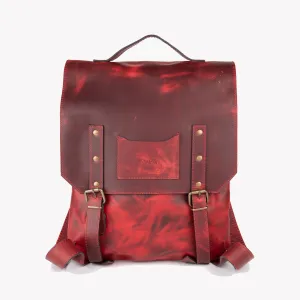 Crazy Horse Leather Backpack - Red
