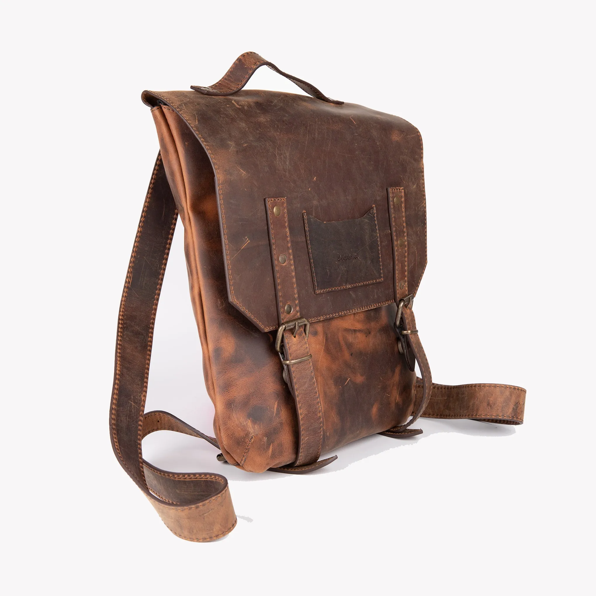 Crazy Horse Leather Backpack - Tan