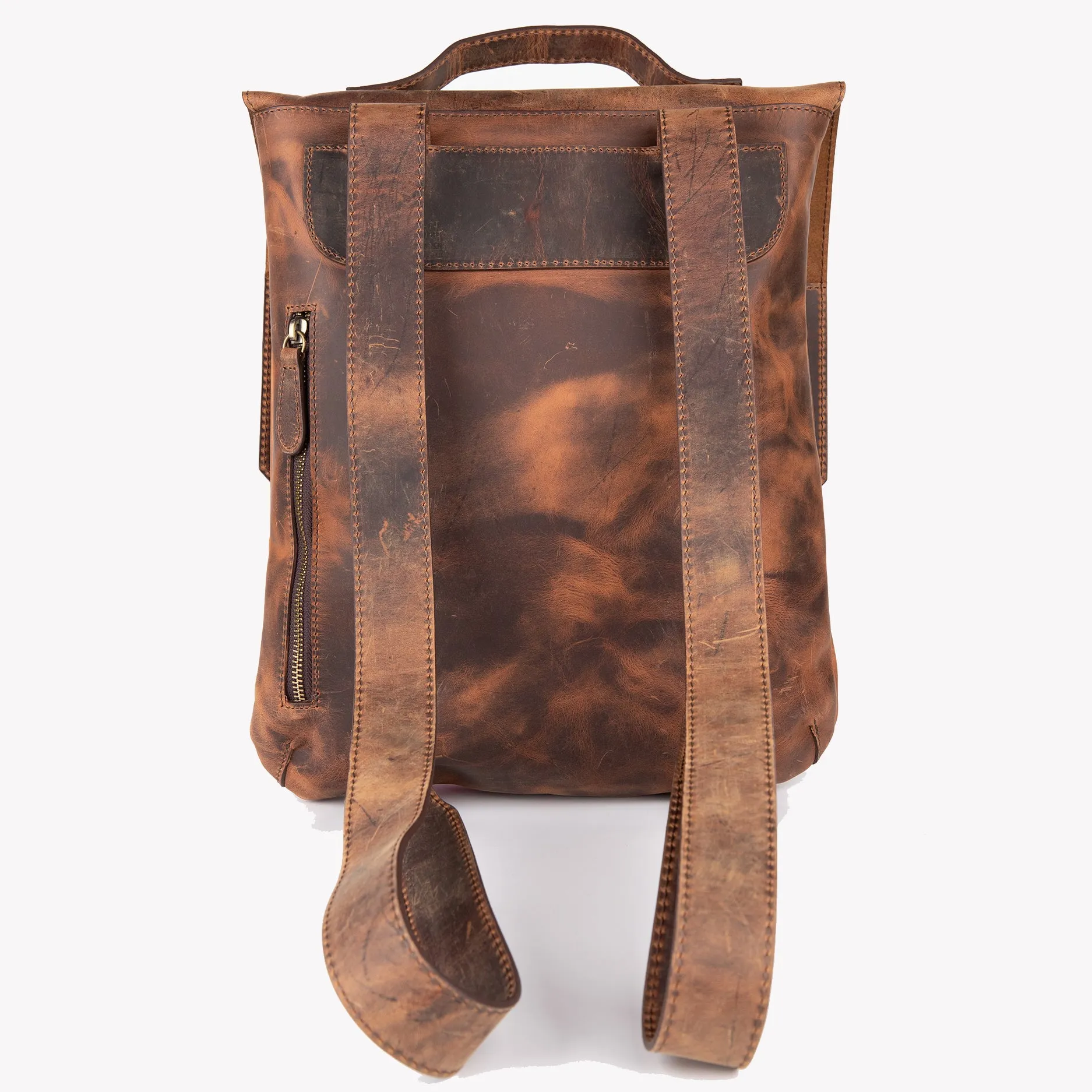 Crazy Horse Leather Backpack - Tan