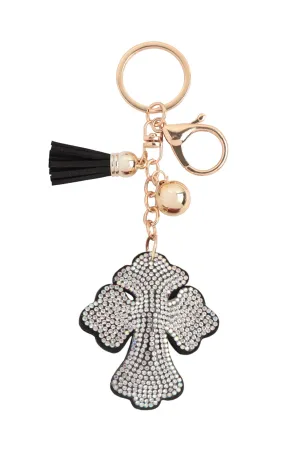 CROSS LAMEN RHINESTONE TASSEL KEYCHAIN