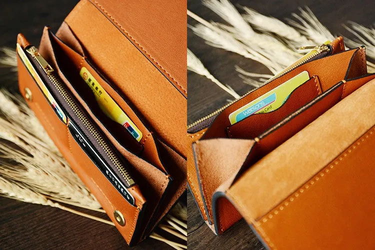 Custom Handmade Vegetable Tanned Italian Leather Card Holder Leather Wallet Money Purse Clutch D053