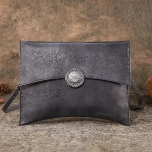 Dark Brown Leather Clutch Bag Womens Leather Evening Clutch Bags Cross Body Bag
