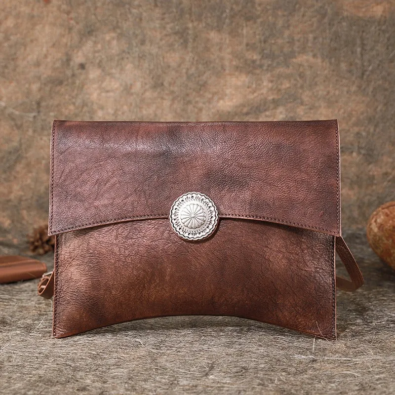 Dark Brown Leather Clutch Bag Womens Leather Evening Clutch Bags Cross Body Bag