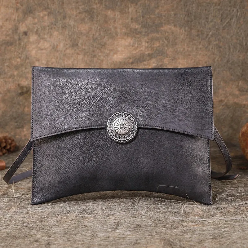 Dark Brown Leather Clutch Bag Womens Leather Evening Clutch Bags Cross Body Bag
