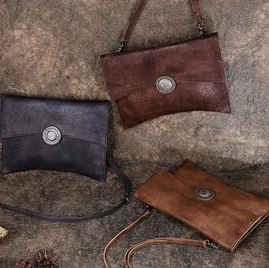 Dark Brown Leather Clutch Bag Womens Leather Evening Clutch Bags Cross Body Bag