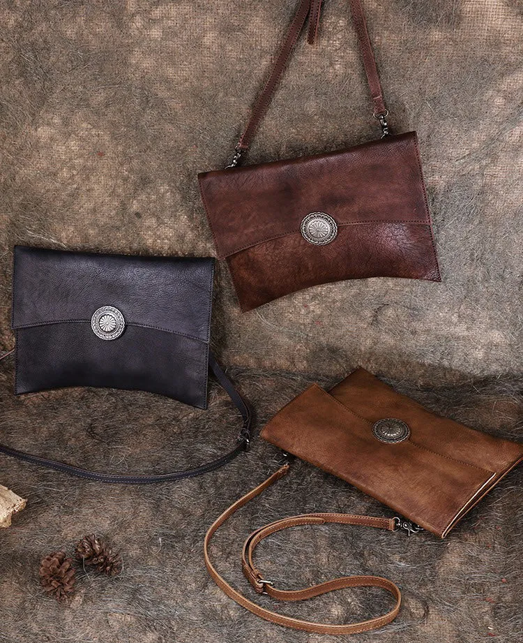 Dark Brown Leather Clutch Bag Womens Leather Evening Clutch Bags Cross Body Bag