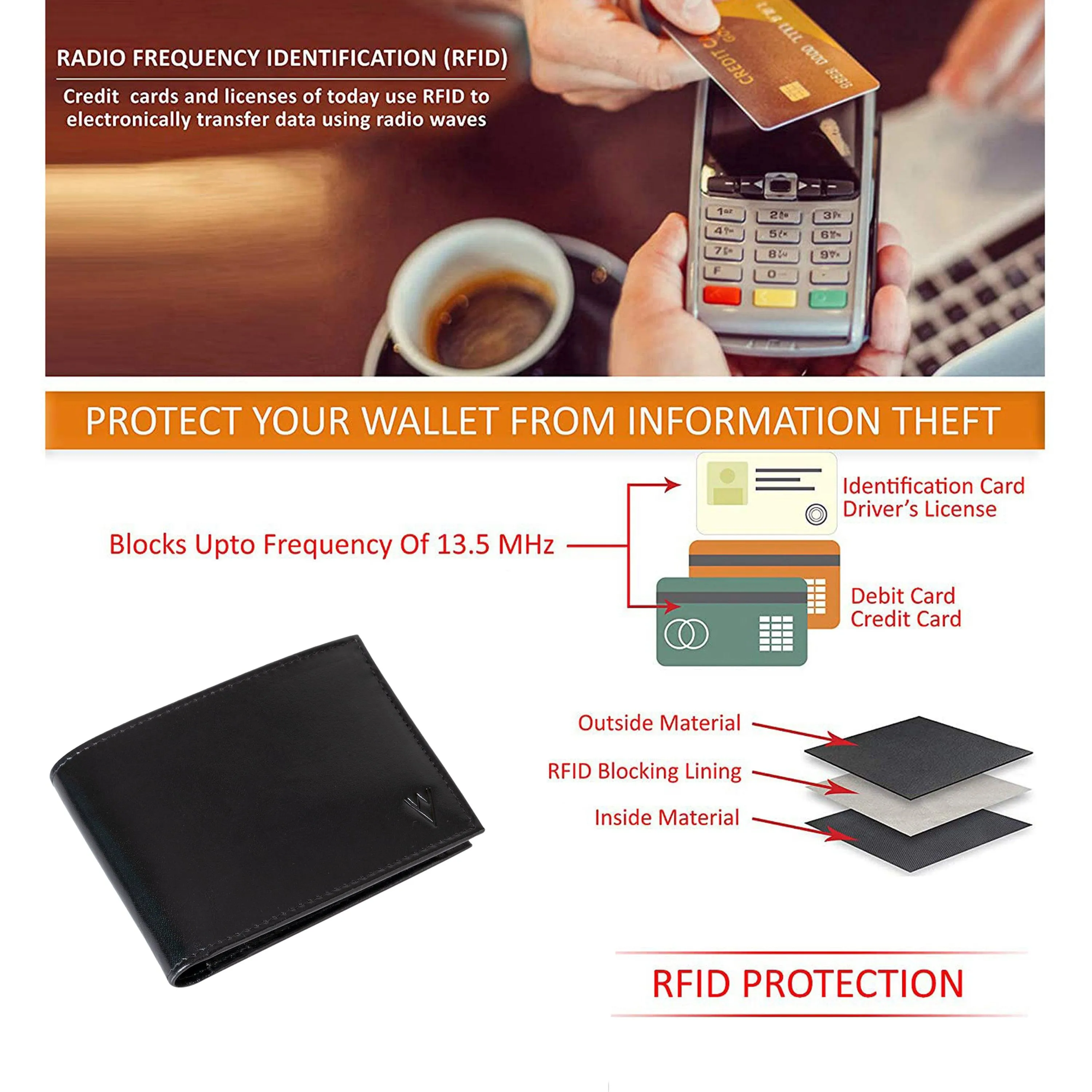 De Rigor Bi Fold Men Wallet Black