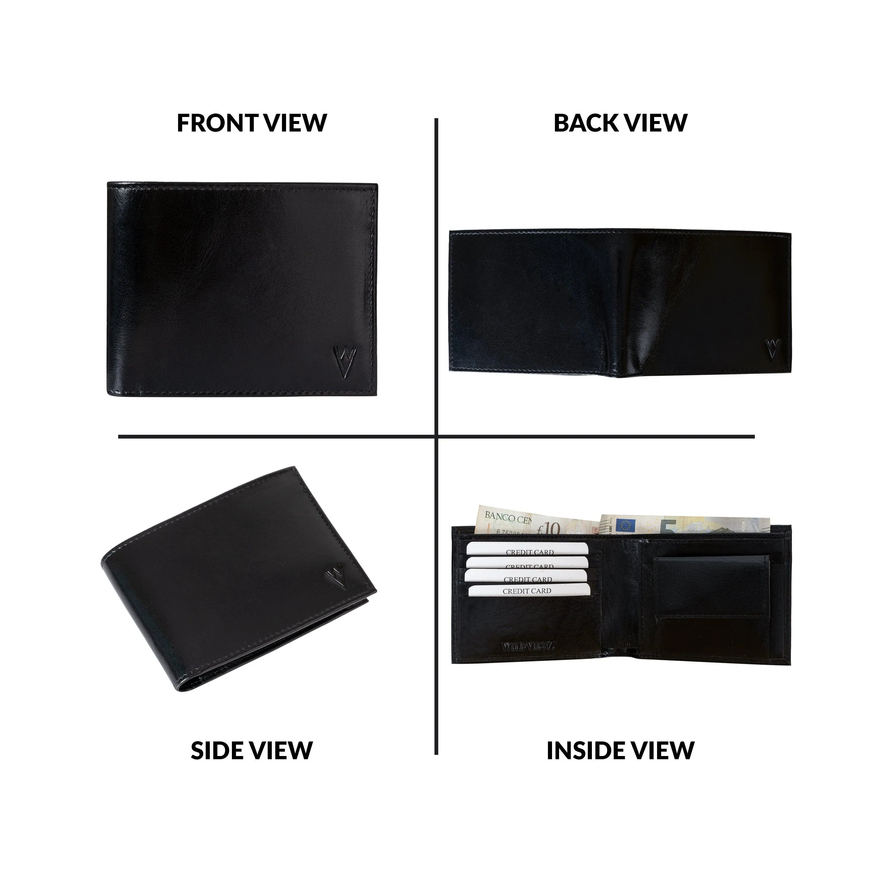De Rigor Bi Fold Men Wallet Jet Black