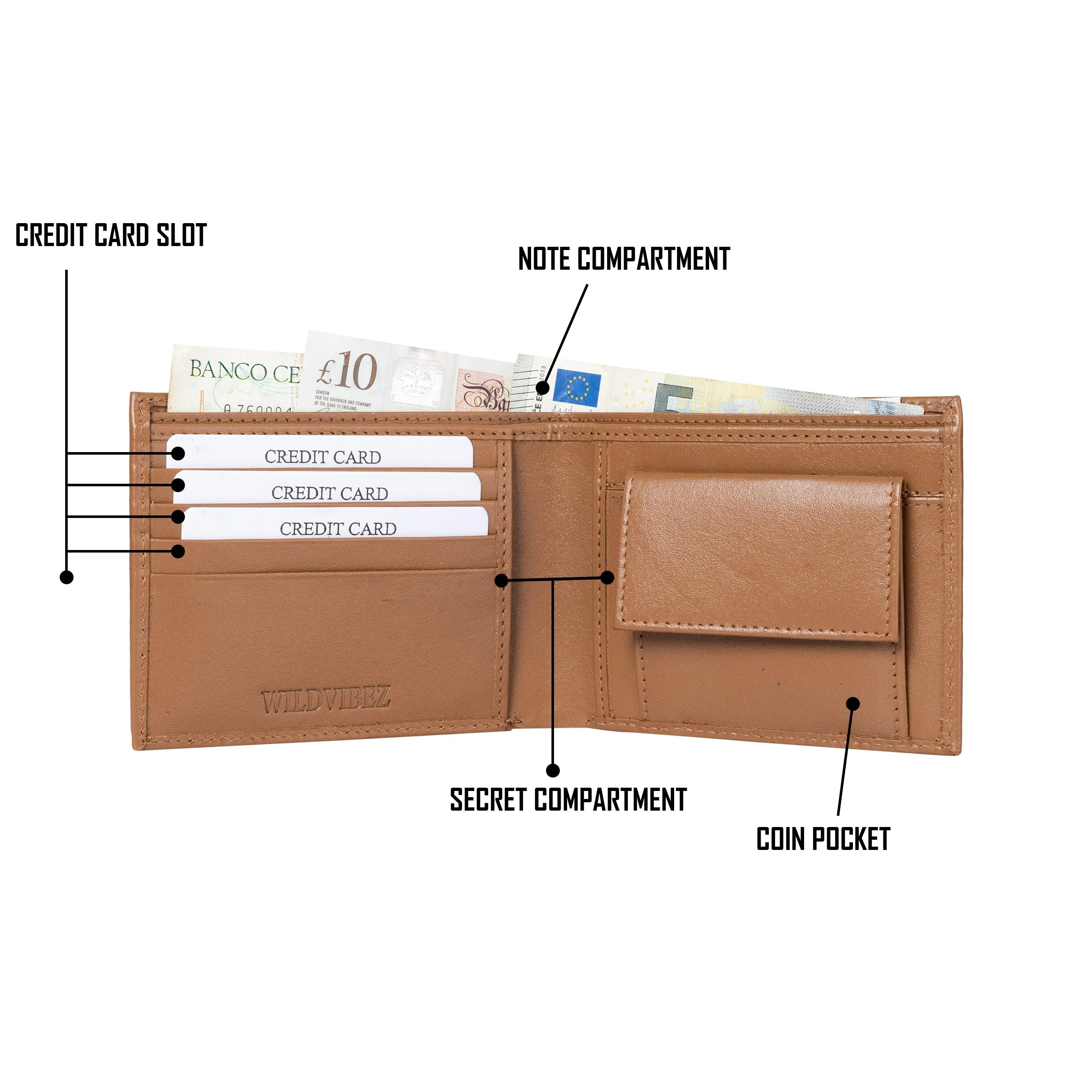 De Rigor Bi Fold Men Wallet Tan