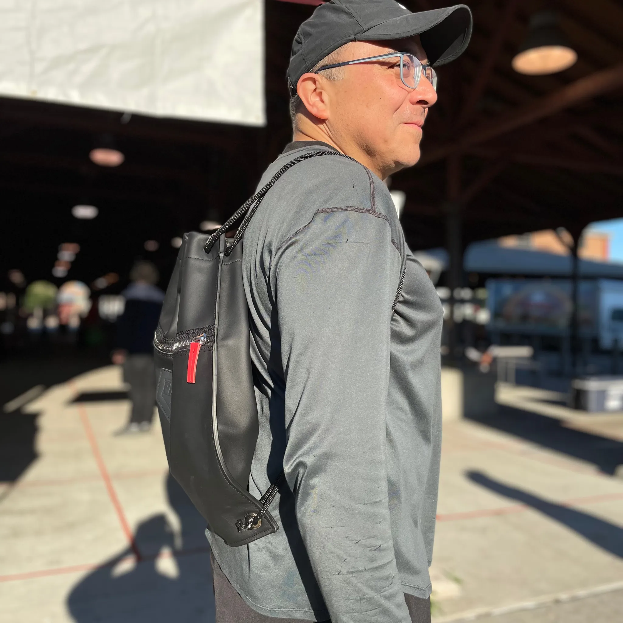 Detroit Drawstring Backpack in Leather