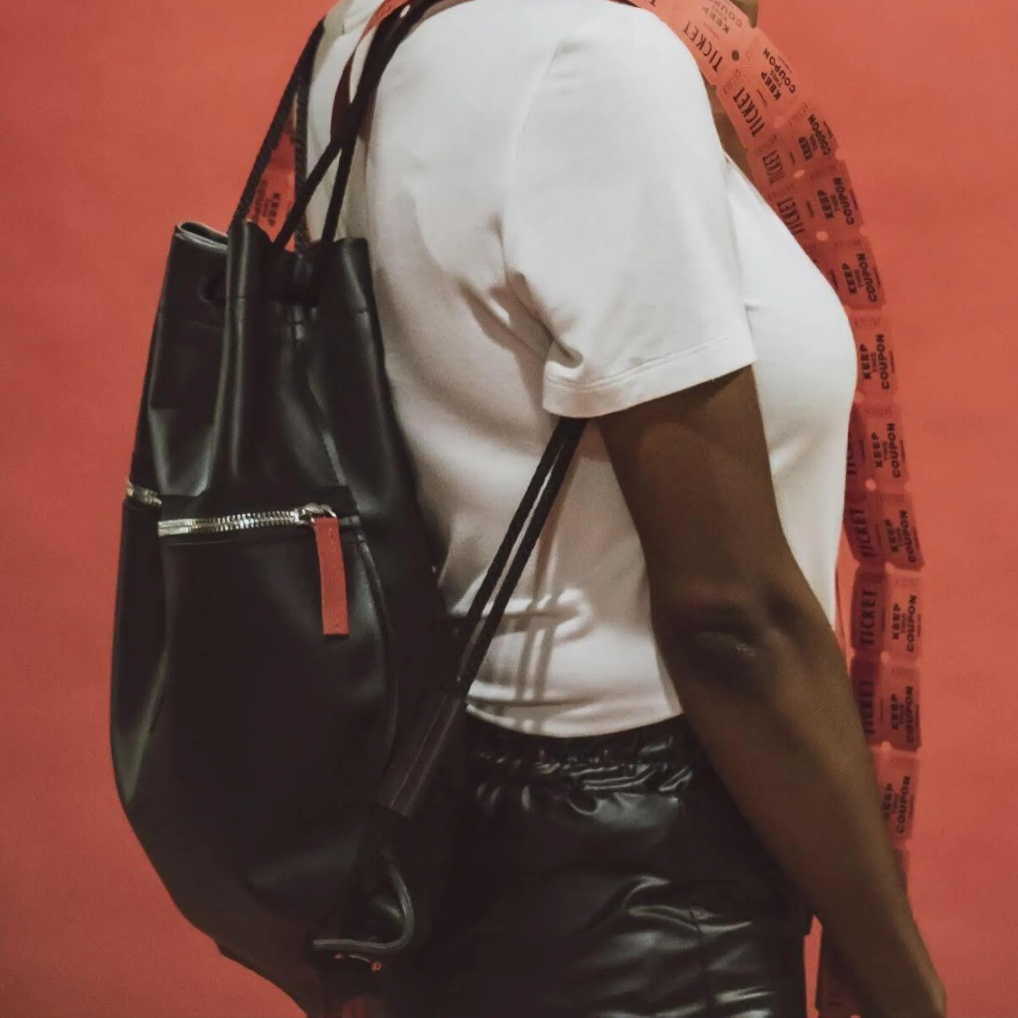 Detroit Drawstring Backpack in Leather