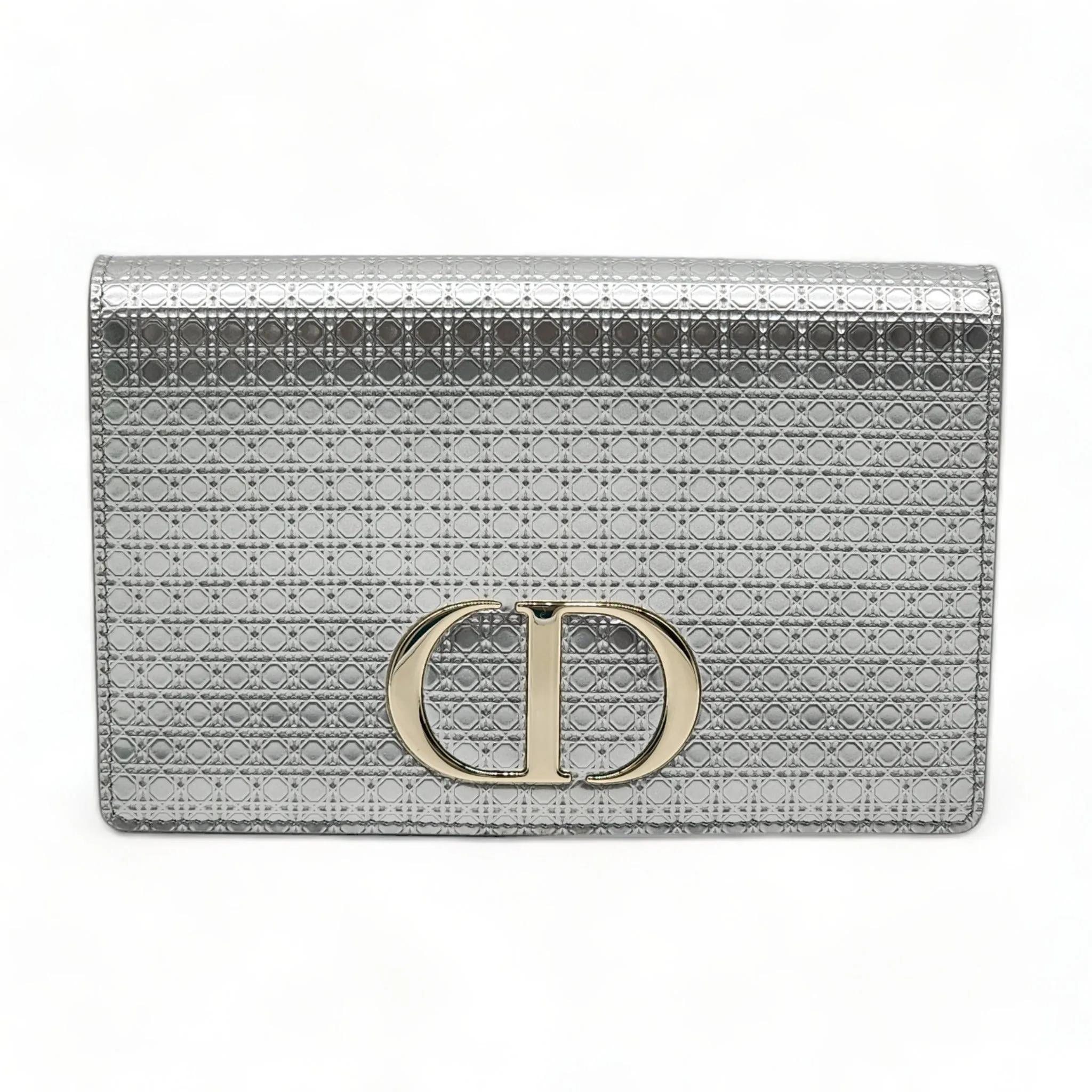 Dior Metallic Patent Micro-Cannage 30 Montaigne Convertible Bag Silver