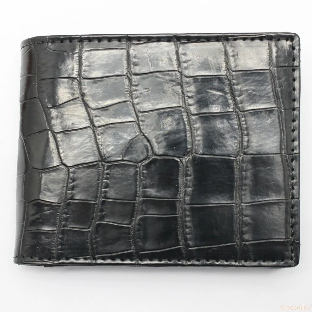 Double Side Handmade Genuine Crocodile Leather Skin MEN'S BIFOLD Wallet