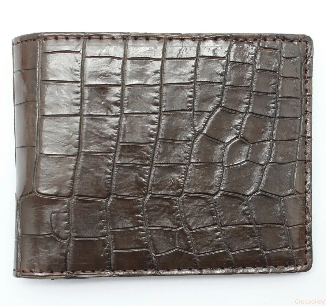 Double Side Handmade Genuine Crocodile Leather Skin MEN'S BIFOLD Wallet