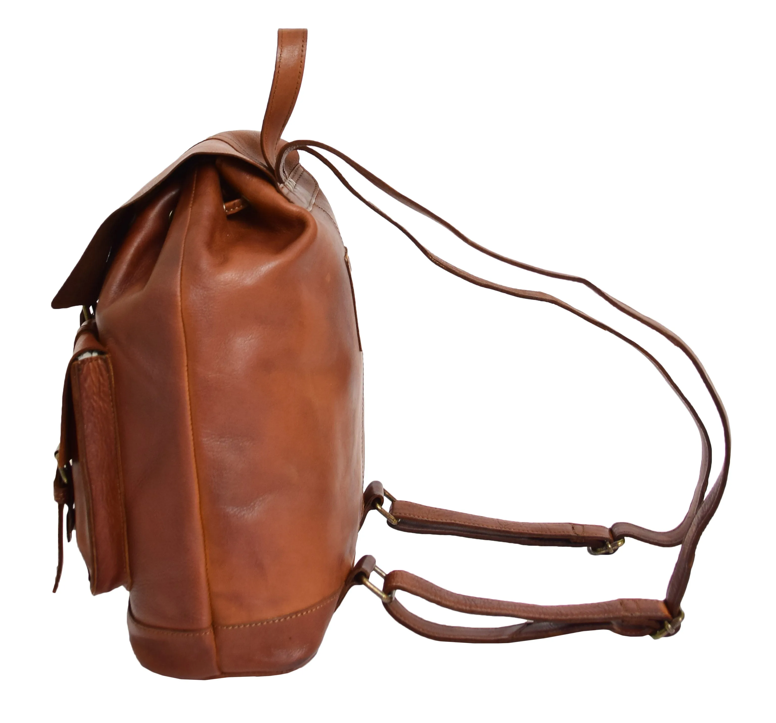 DR311 Italian Buffalo Retro Leather Rucksack Bag Backpack Tan