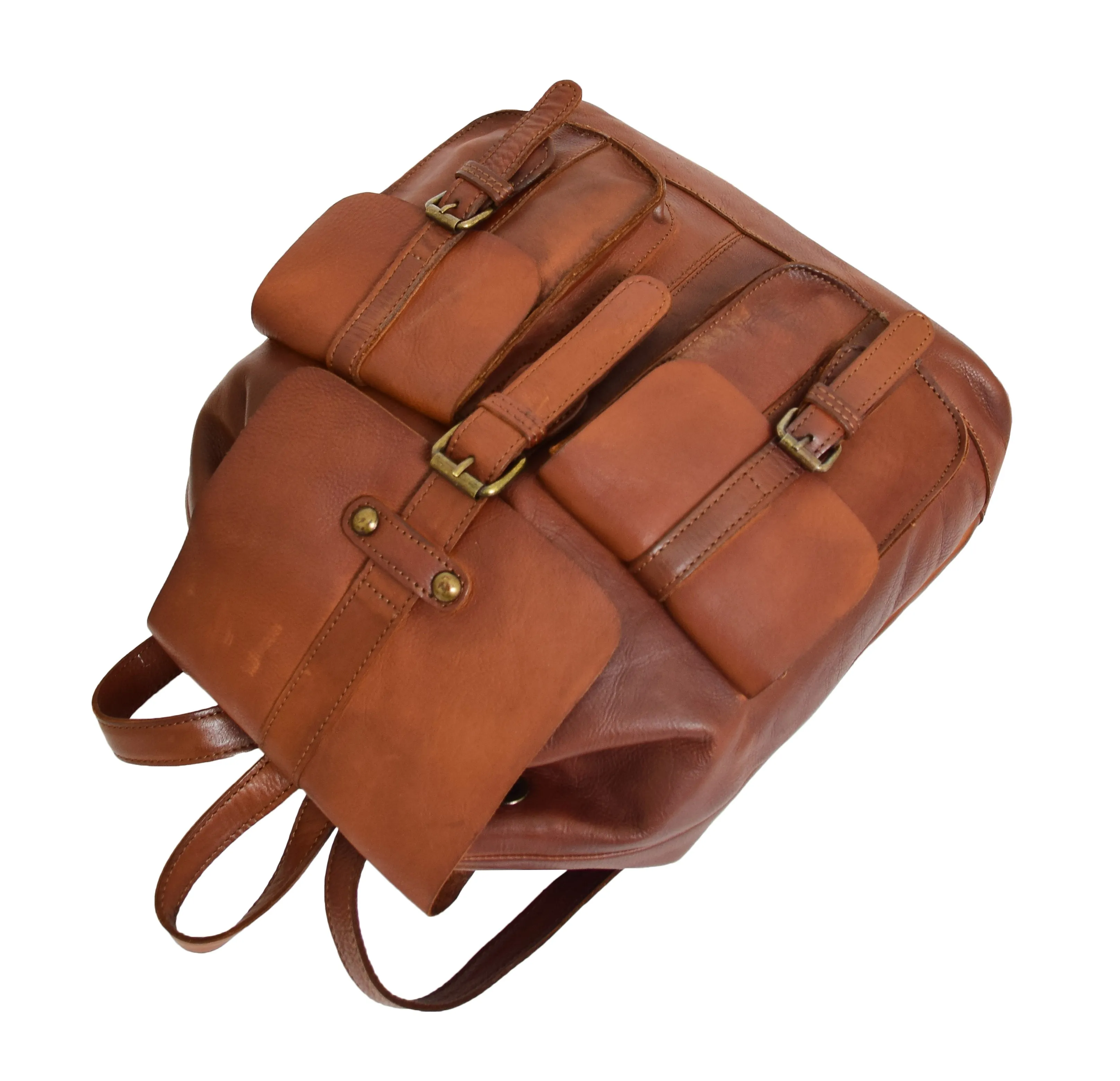 DR311 Italian Buffalo Retro Leather Rucksack Bag Backpack Tan