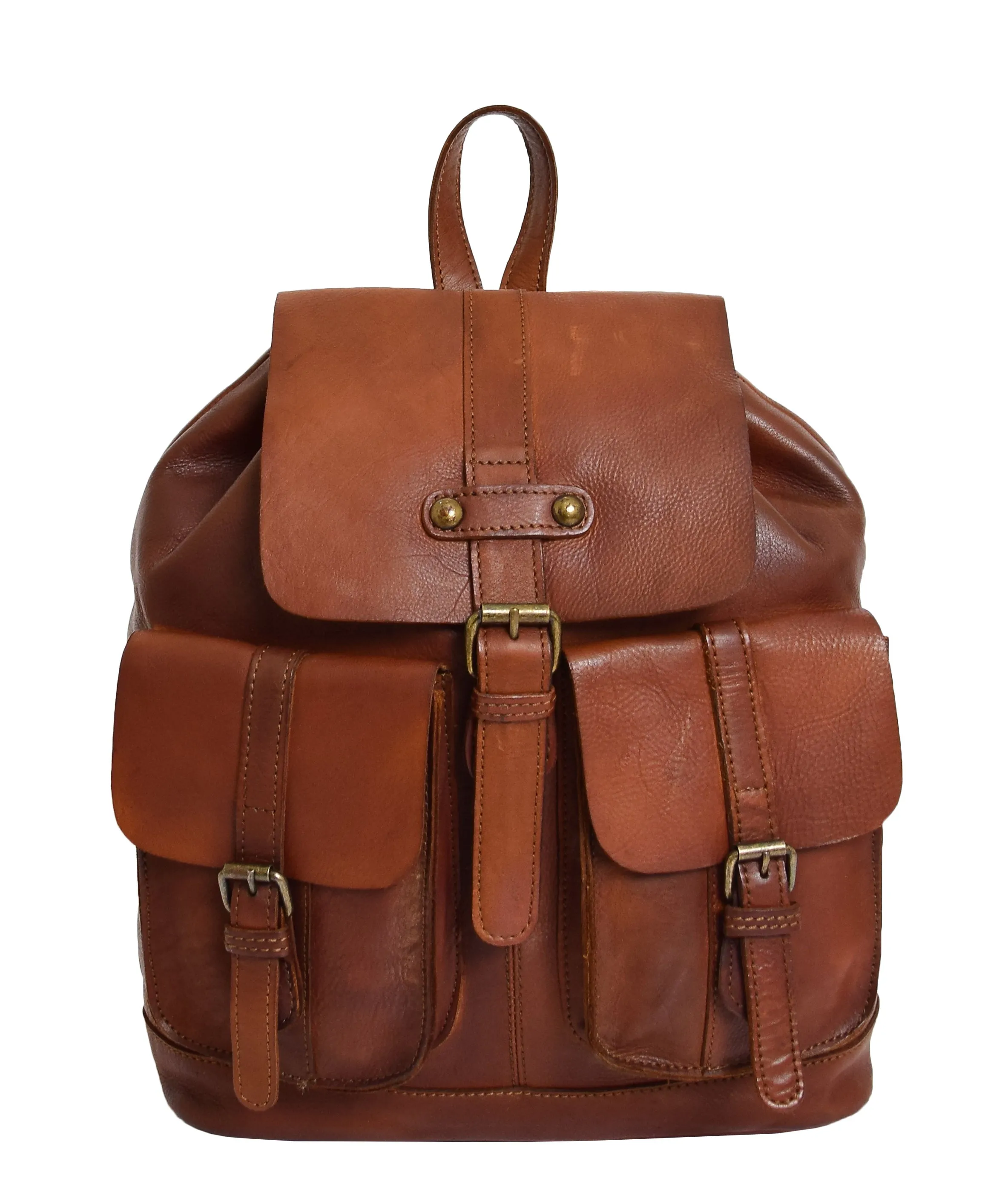 DR311 Italian Buffalo Retro Leather Rucksack Bag Backpack Tan