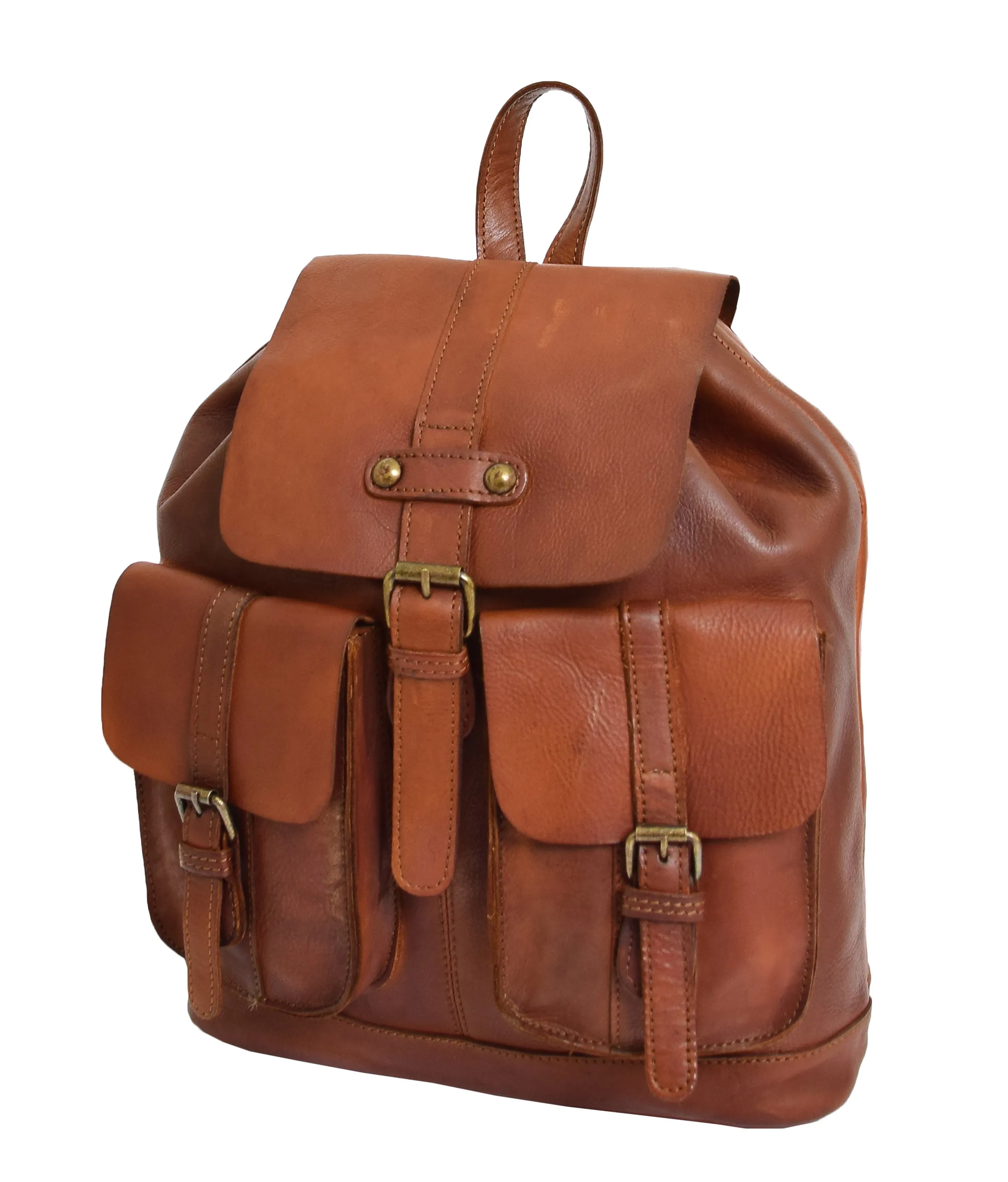 DR311 Italian Buffalo Retro Leather Rucksack Bag Backpack Tan