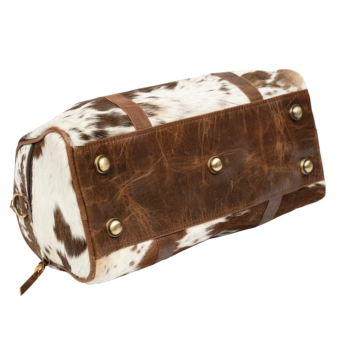 Duffle Bag, Junior Size Genuine Hair on Cowhide Leather, Black or Brown