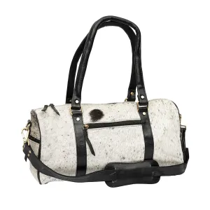 Duffle Bag, Junior Size Genuine Hair on Cowhide Leather, Black or Brown