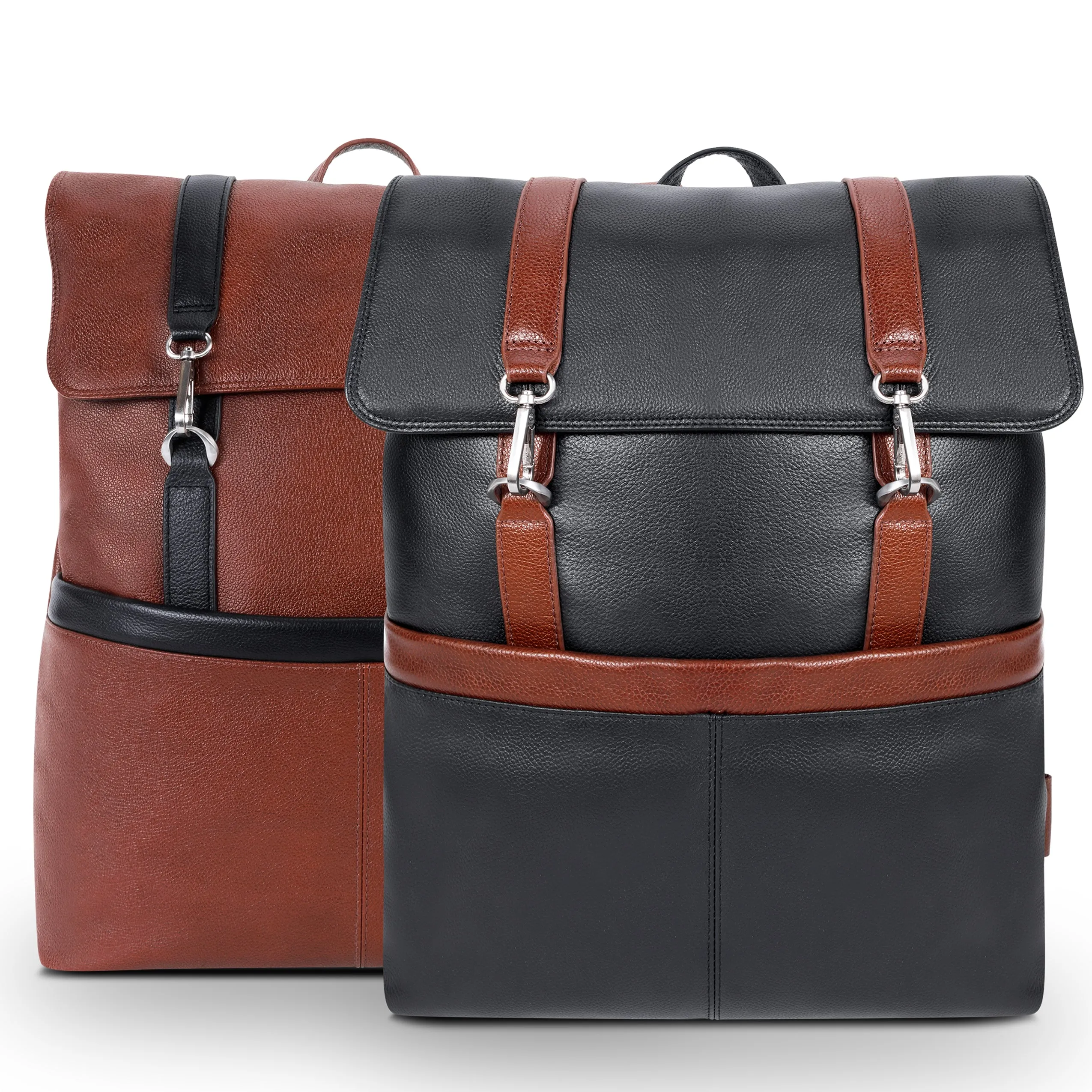 ELEMENT | 17” Leather Two-Tone Flap Over Laptop Backpack
