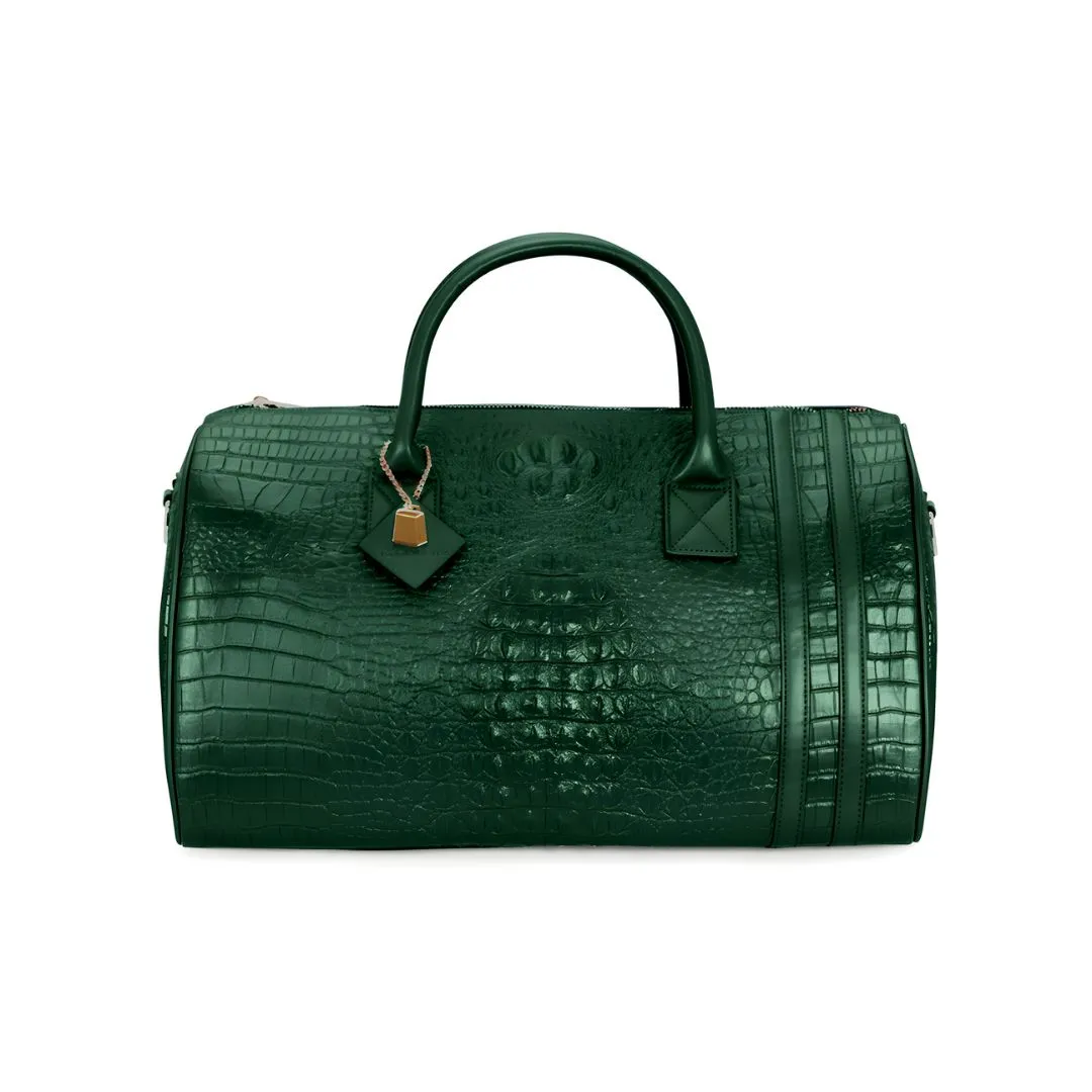 Emerald Green Apollo 2 Faux Crocodile Skin Duffle Bag