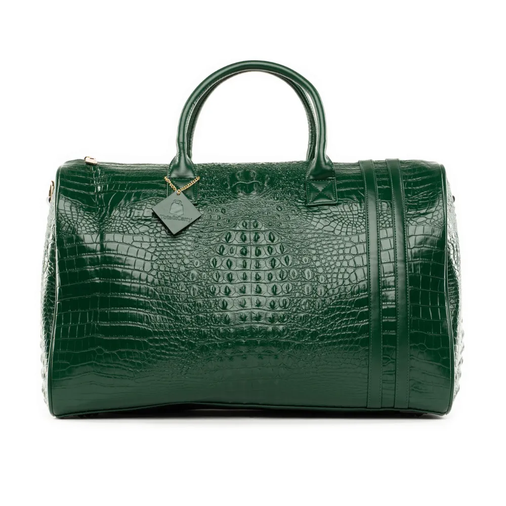 Emerald Green Apollo 2 Faux Crocodile Skin Duffle Bag