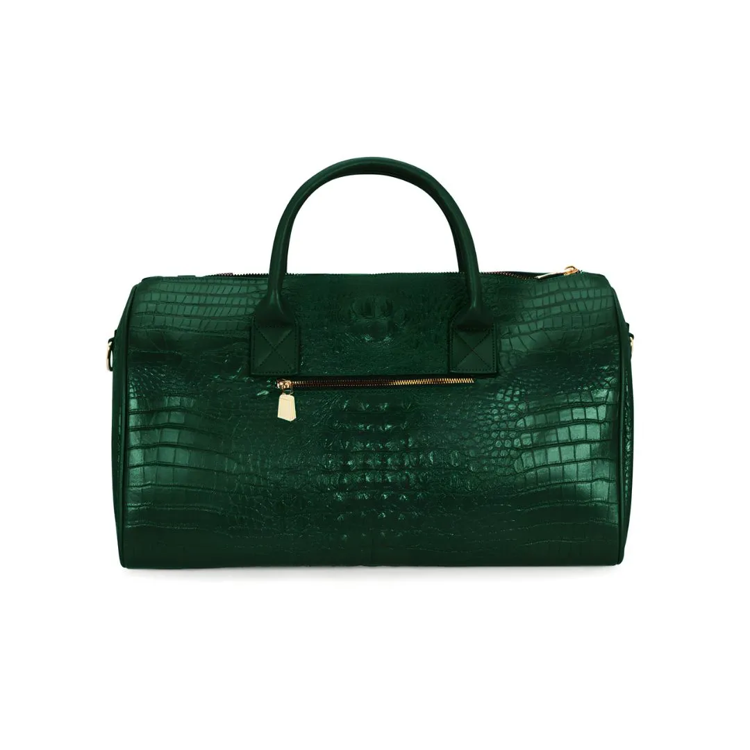 Emerald Green Apollo 2 Faux Crocodile Skin Duffle Bag
