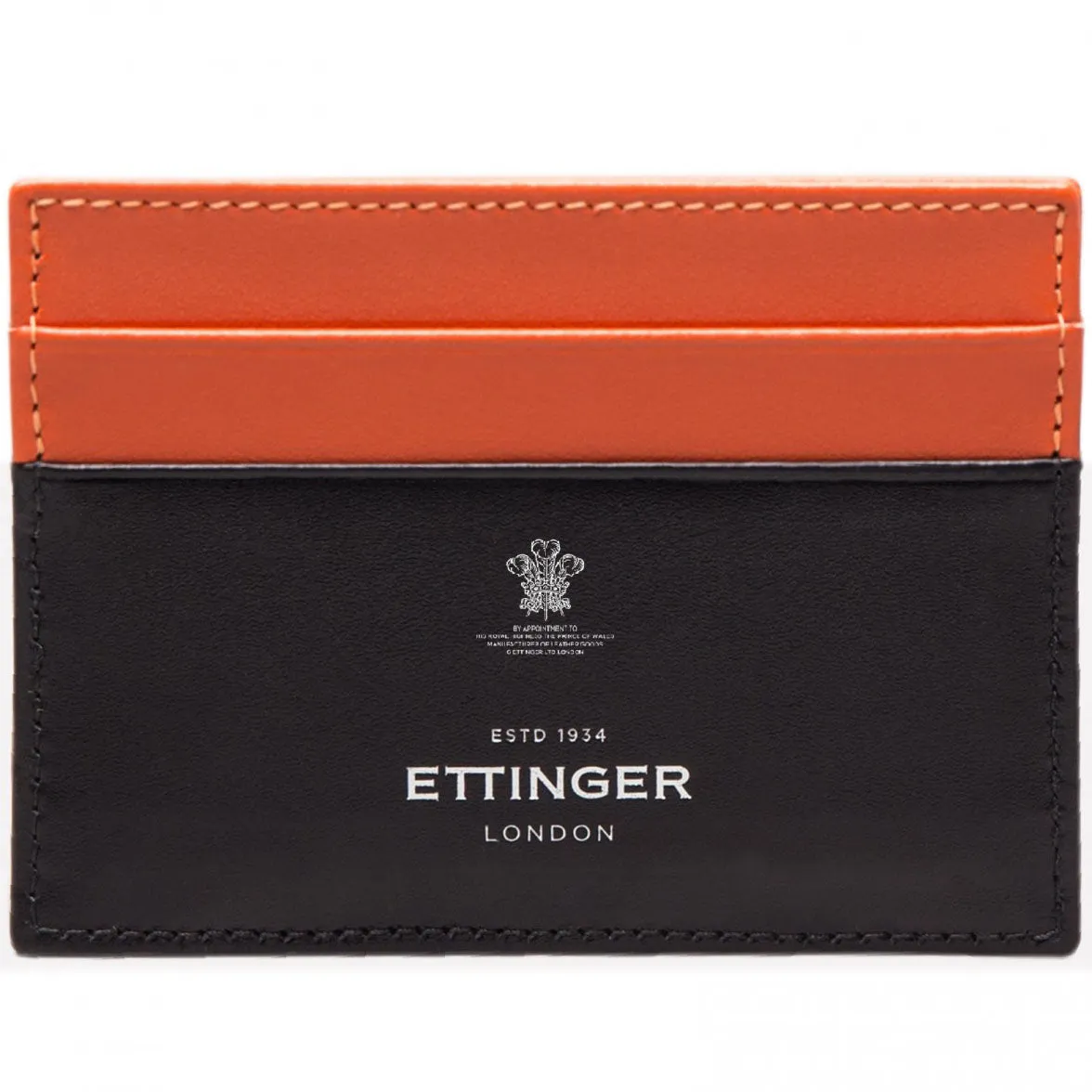 Ettinger Sterling Orange and Black Flat Credit Card Case