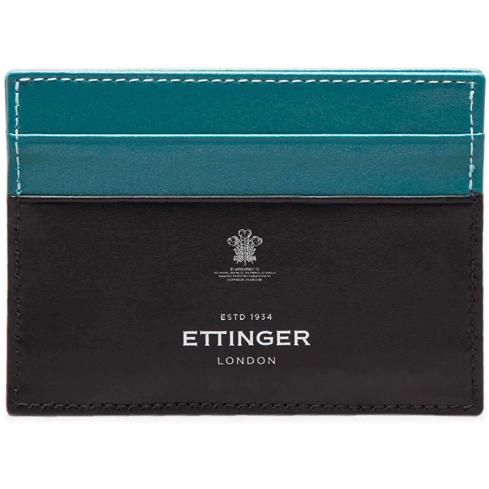 Ettinger Sterling Turquoise Blue and Black Flat Credit Card Case
