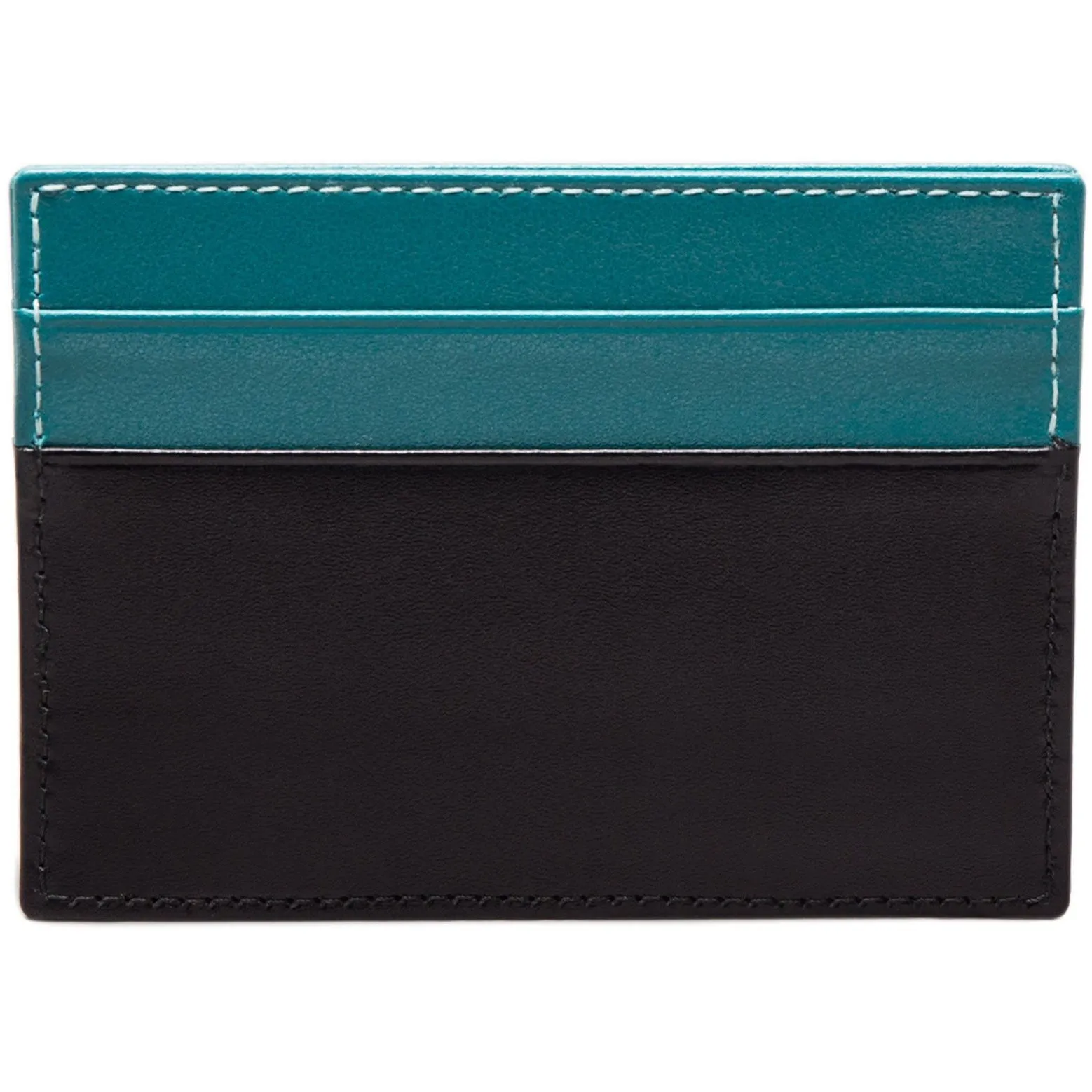 Ettinger Sterling Turquoise Blue and Black Flat Credit Card Case