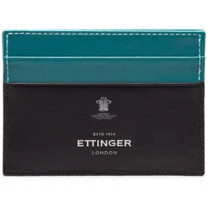 Ettinger Sterling Turquoise Blue and Black Flat Credit Card Case