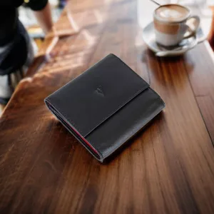 Fem Folio Tri Fold Ladies Wallet - Black & Red