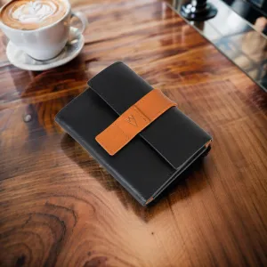 Fem Folio Tri Fold Ladies Wallet - Black & Tan