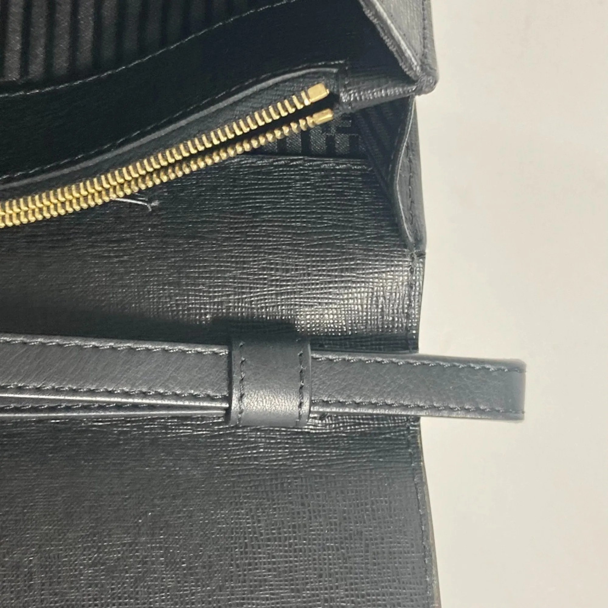 FENDI 8M0312 Flap Toujours Pouch with Strap Clutch Bag Leather Men's Black