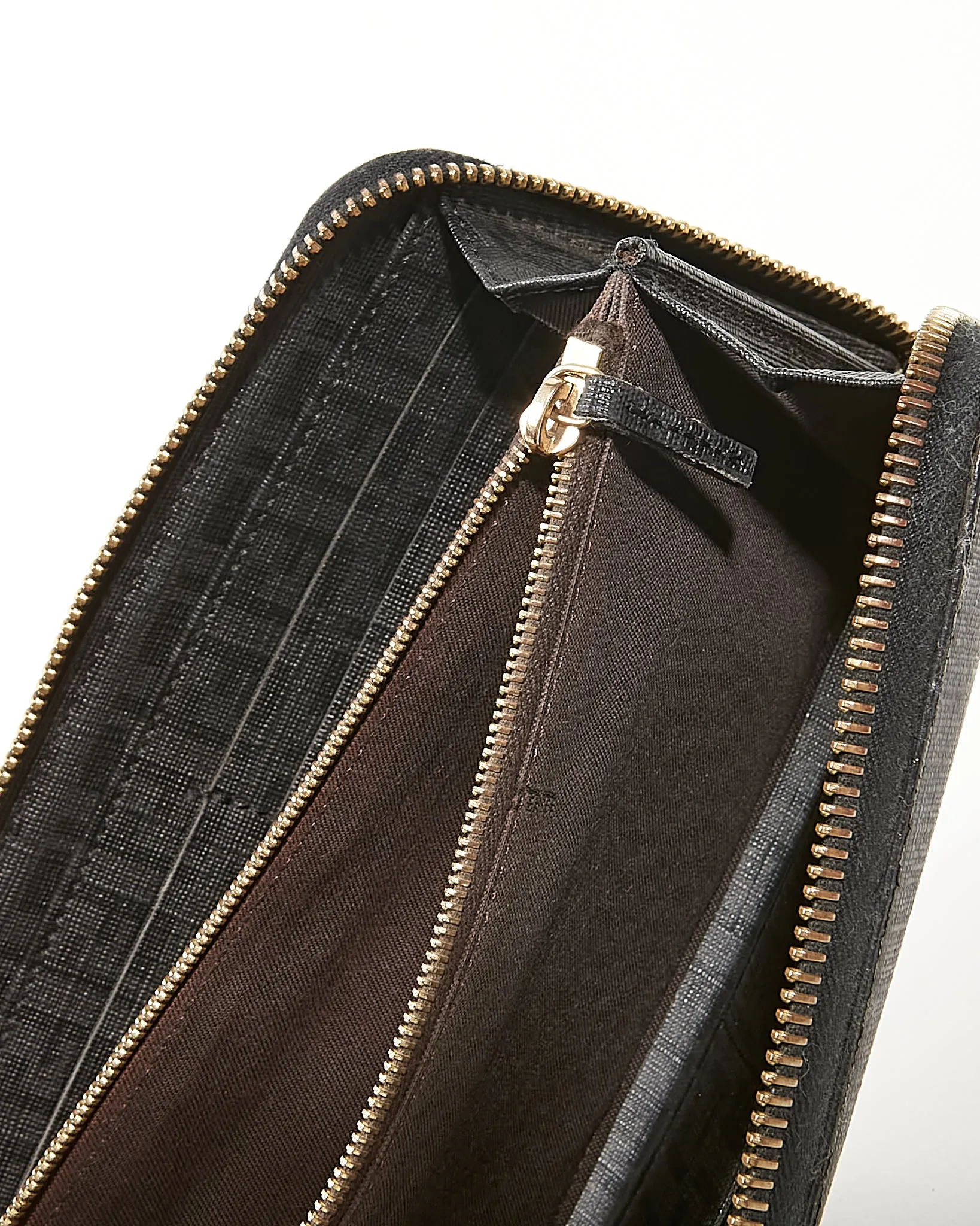 Fendi Black Zuccino Canvas Zipper Long Wallet