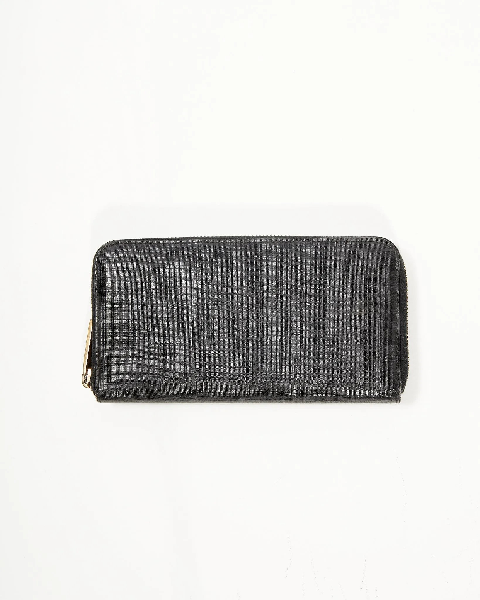 Fendi Black Zuccino Canvas Zipper Long Wallet
