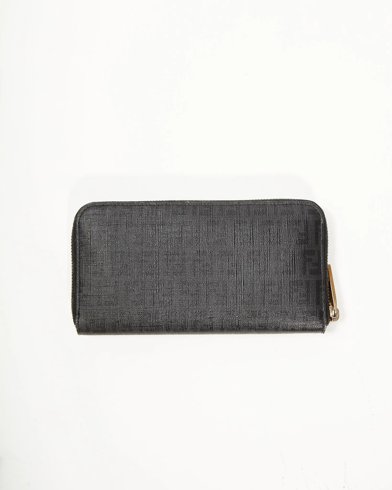 Fendi Black Zuccino Canvas Zipper Long Wallet