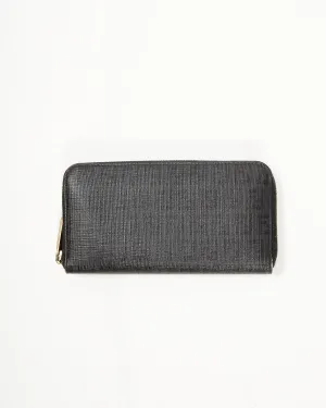 Fendi Black Zuccino Canvas Zipper Long Wallet