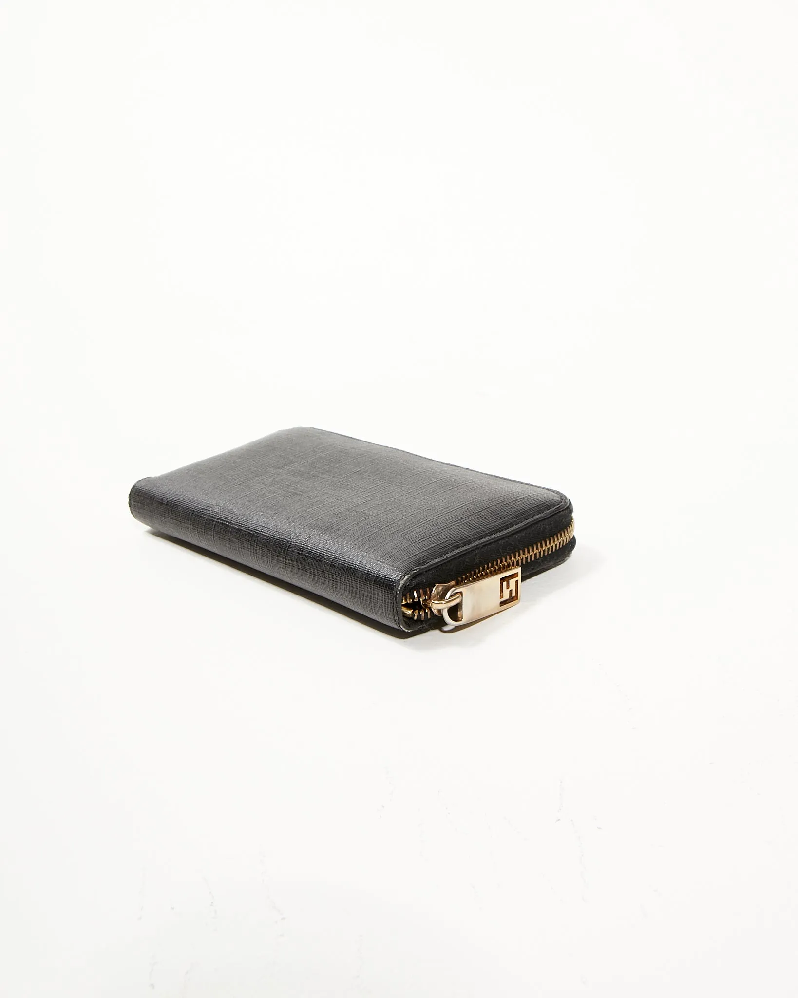 Fendi Black Zuccino Canvas Zipper Long Wallet