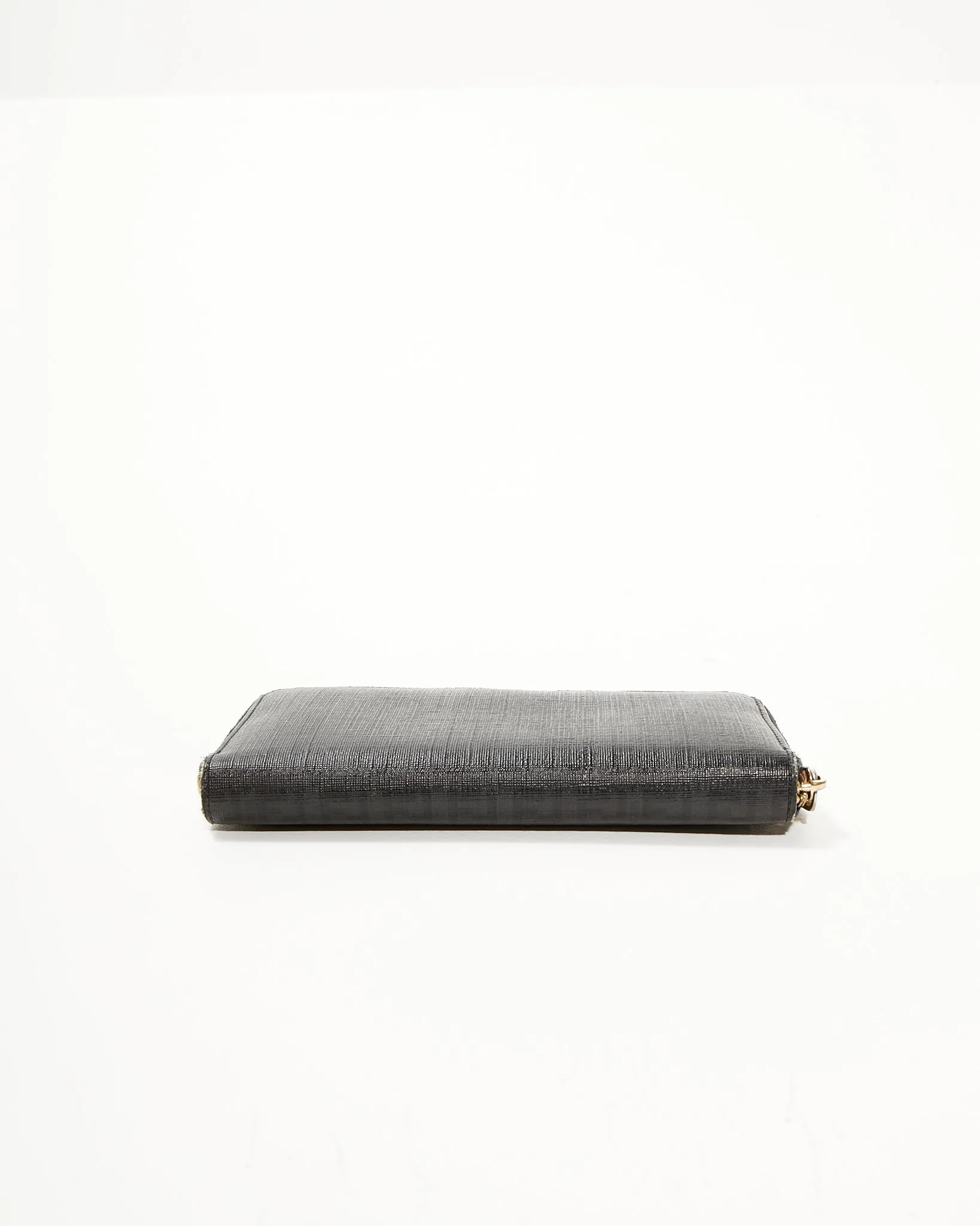 Fendi Black Zuccino Canvas Zipper Long Wallet