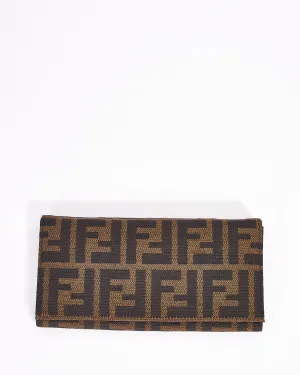 Fendi Brown Canvas Zucca Print Long Wallet